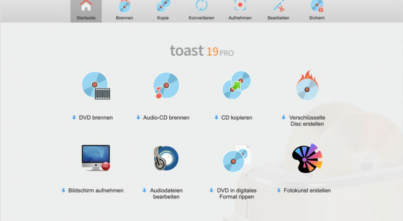 Roxio Toast 19 für Mac Interface