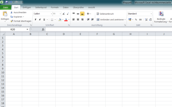 Screenshot Excel aus Microsoft Office