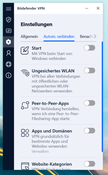 Bitdefender VPN automatisch verbinden